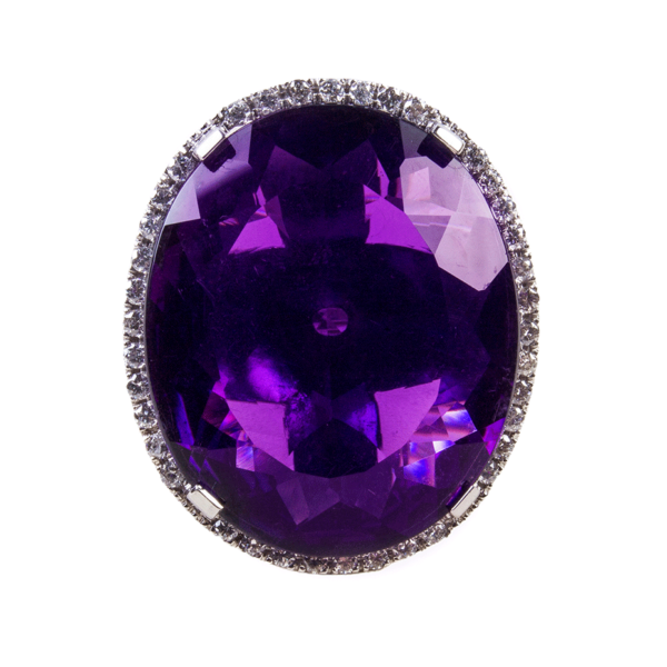 Anillo oro blanco con  amatista y brillantes - Imagen 3