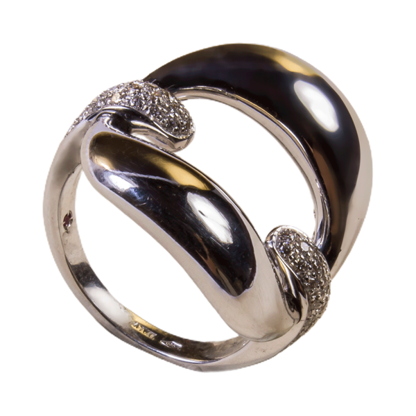 Anillo oro blanco con brillantes y rubi