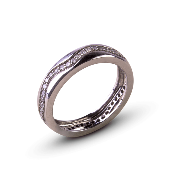 Anillo oro blanco con brillantes pequeño