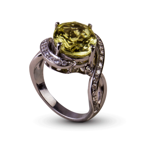 Anillo oro blanco peridot oval / b