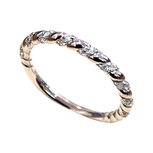Anillo oro blanco cintillo con diamantes