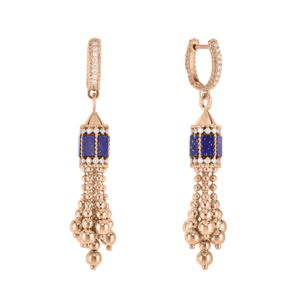 Art Deco Earrings with Lapis Lazuli and Diamonds