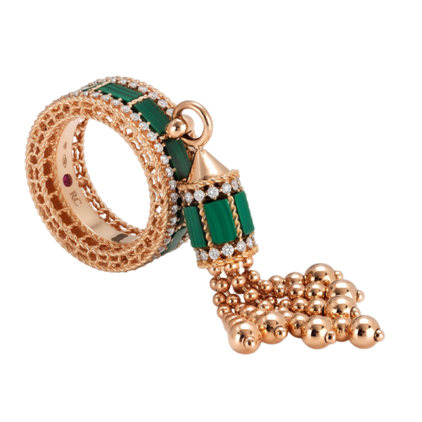Art Deco Malachite with Diamonds