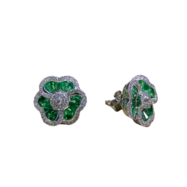 Zarcillo Flor con Diamantes - Imagen 2